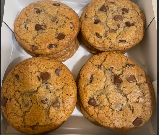 Four Chocolate Chip Cookies in a black box